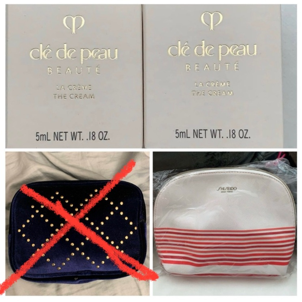 New Cle de peau mini size la creme (the cream) 5ml x 2 with one free pouch